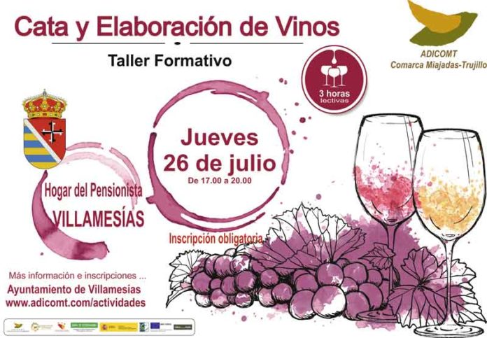 talleres sobre cata y elaboración de vinos en la comarca Miajadas-Trujillo Adicomt