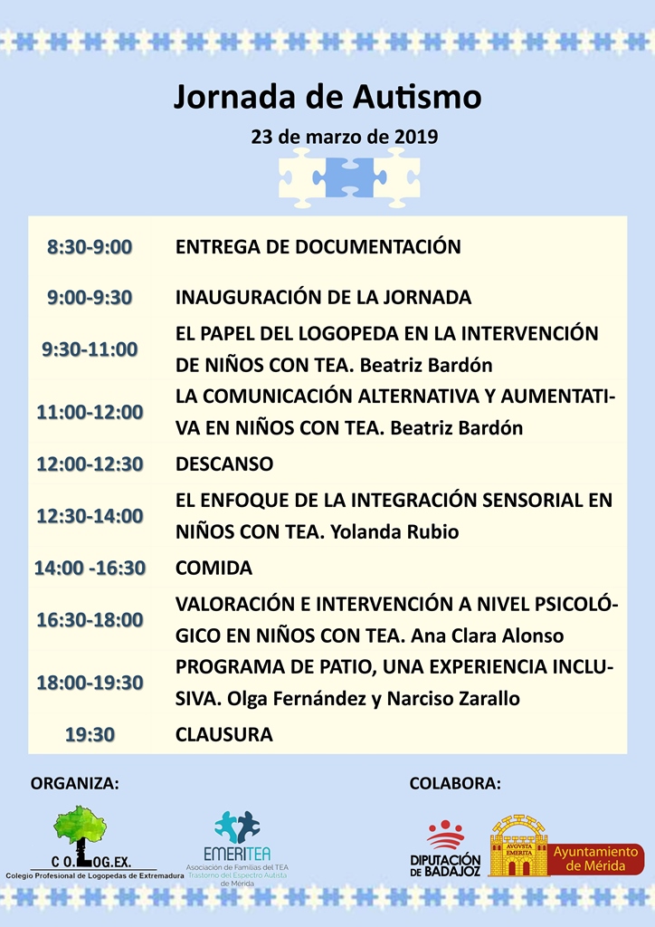 El Colegio de Logopedas de Extremadura y Emeritea organizan una jornada sobre autismo