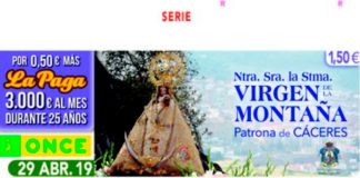 La Virgen de la Montaña, patrona de Cáceres, protagoniza el cupón de la ONCE